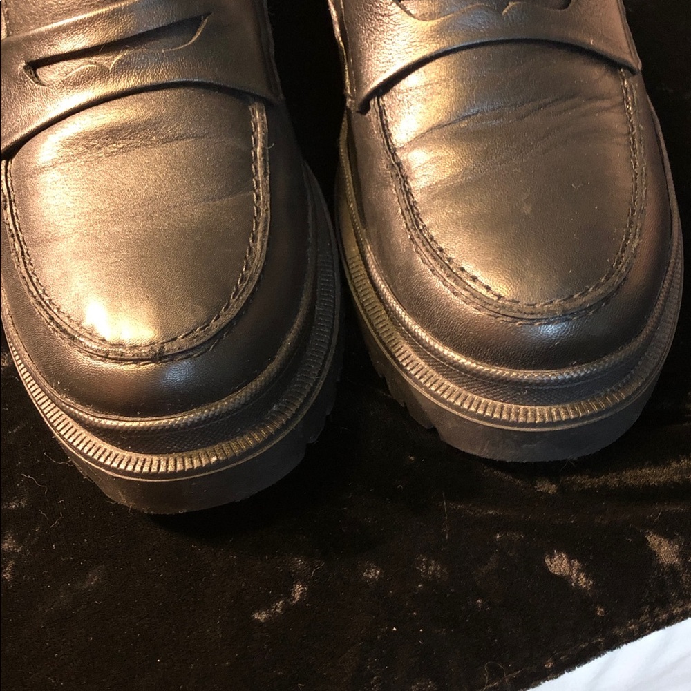 Patina women’s leather chunk loafers Sz 8.5. Blk - Picture 3 of 7
